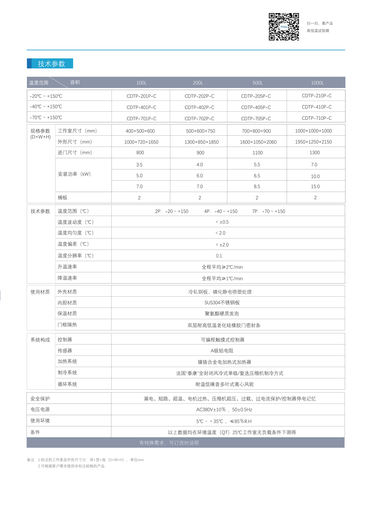 高低溫試驗(yàn)箱技術(shù)參數(shù)